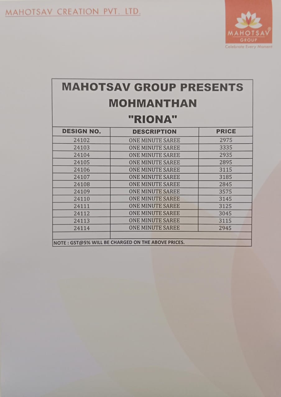 Mohmanthan 24100 Series Riona By Mahotsav Readymade Designer Saree Suppliers in India
